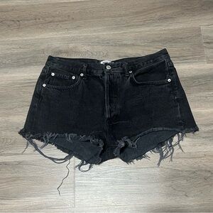 Agolde 29 Jean Shorts Black Parker Vintage Cut Off Button Fly High Rise Raw Hem